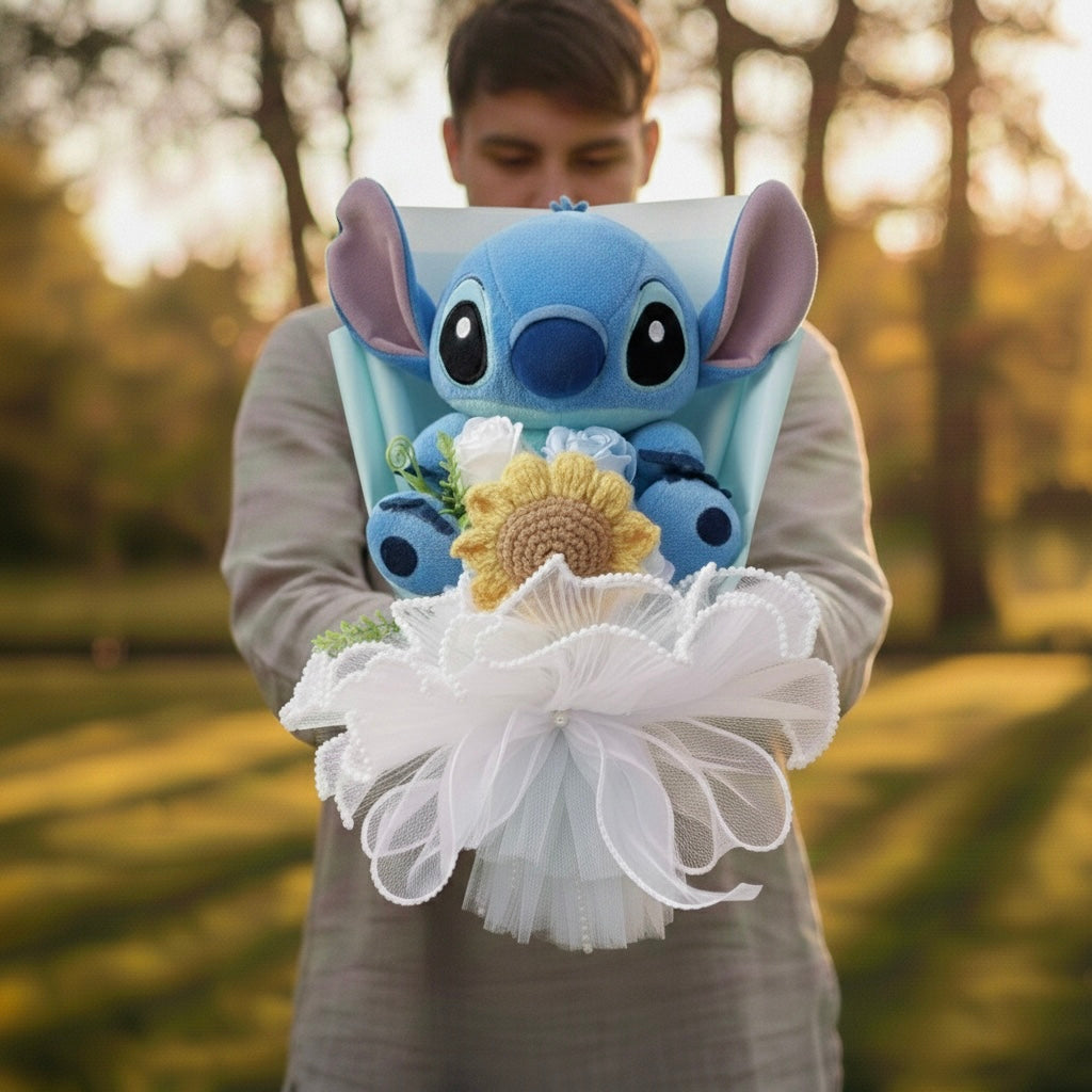 Bouquet Lilo & Stitch - Blu con girasole
