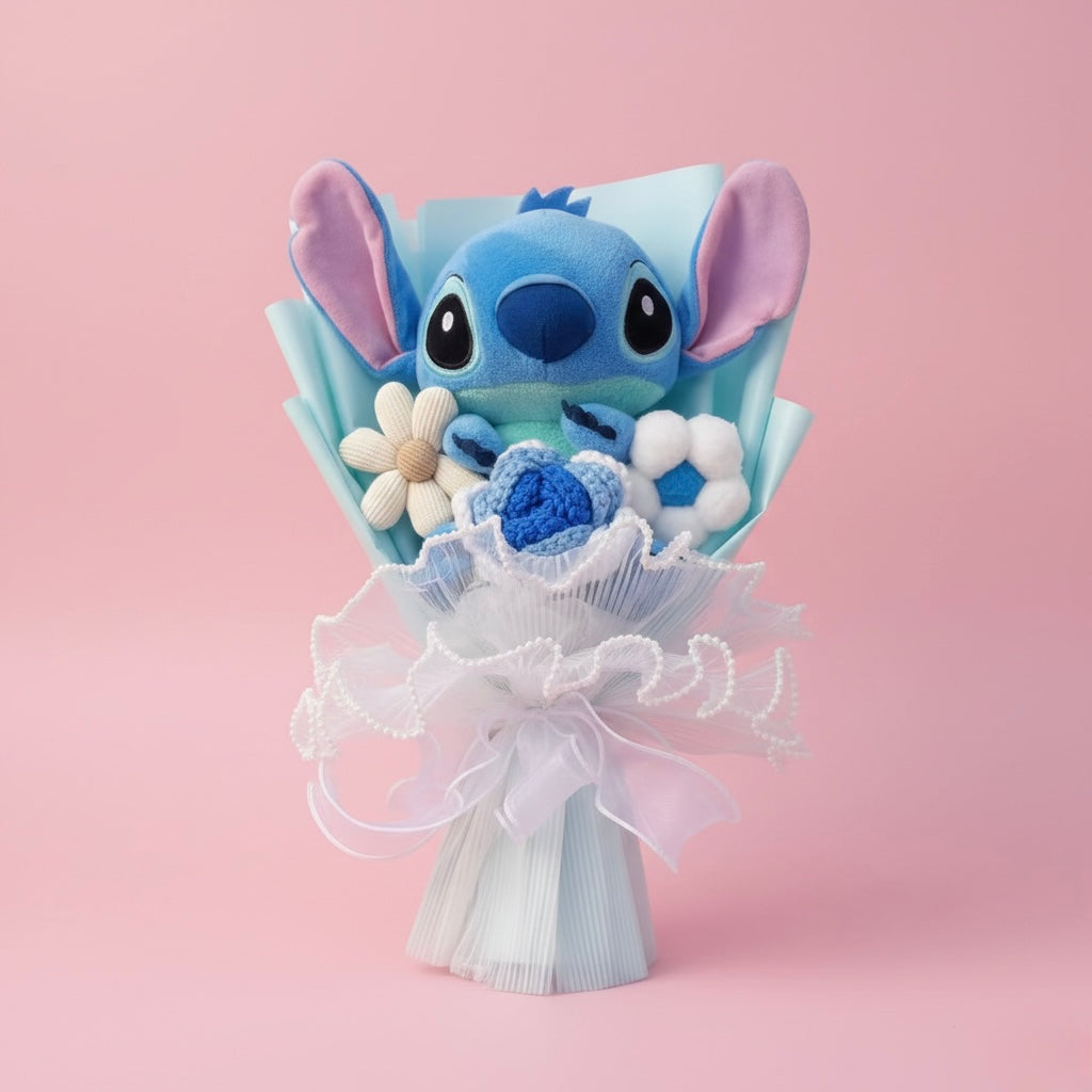 Bouquet Lilo & Stitch - Blu con tris di fiori