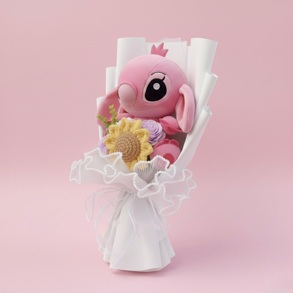 Bouquet Lilo & Stitch - Rosa con girasole