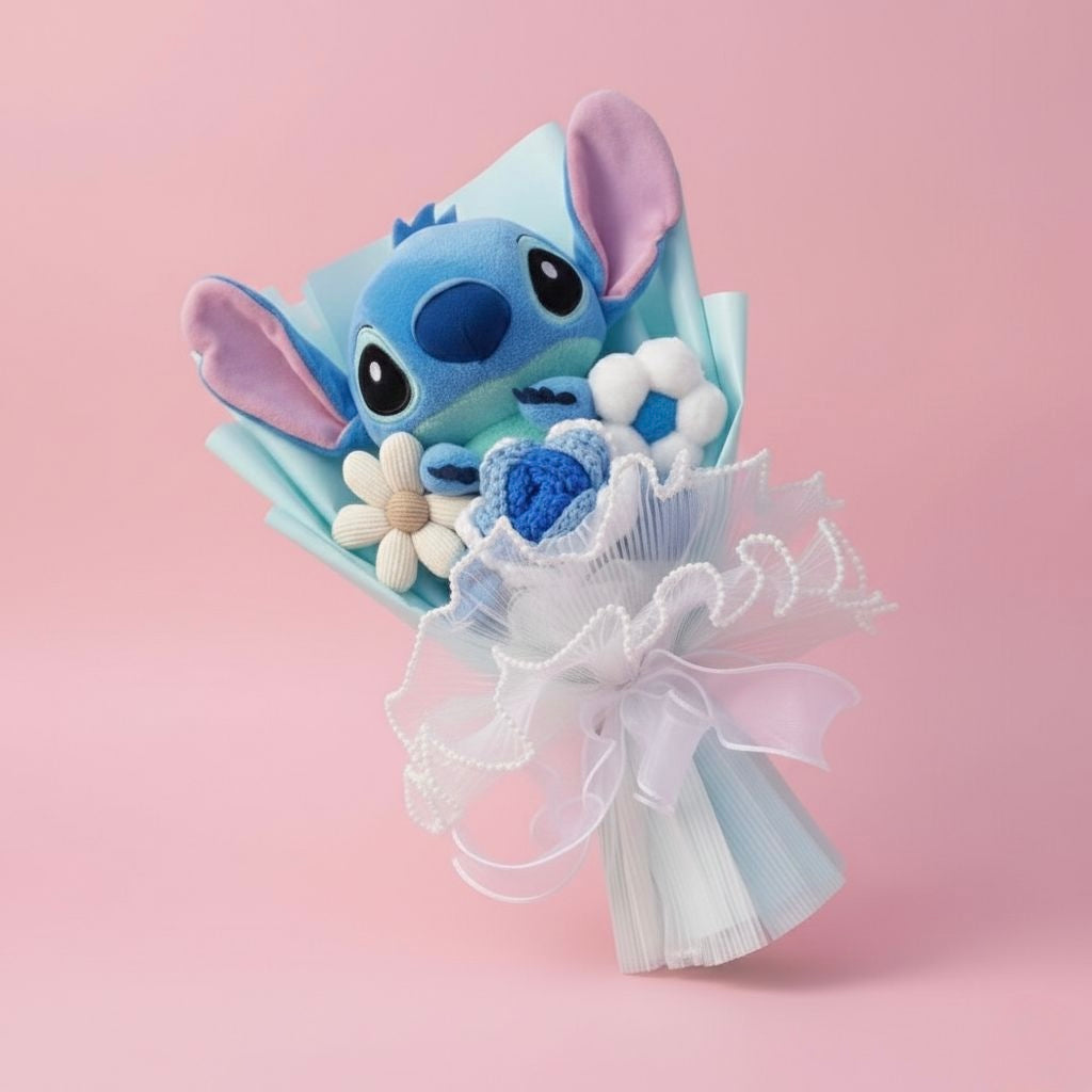 Bouquet Lilo & Stitch - Blu con tris di fiori