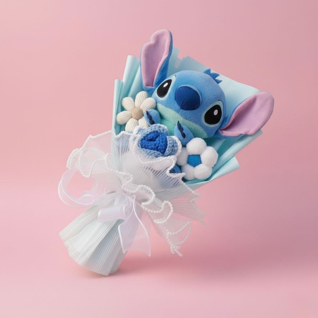 Bouquet Lilo & Stitch - Blu con tris di fiori