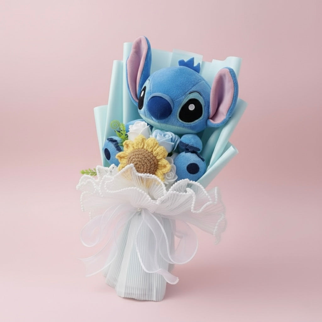 Bouquet Lilo & Stitch - Blu con girasole