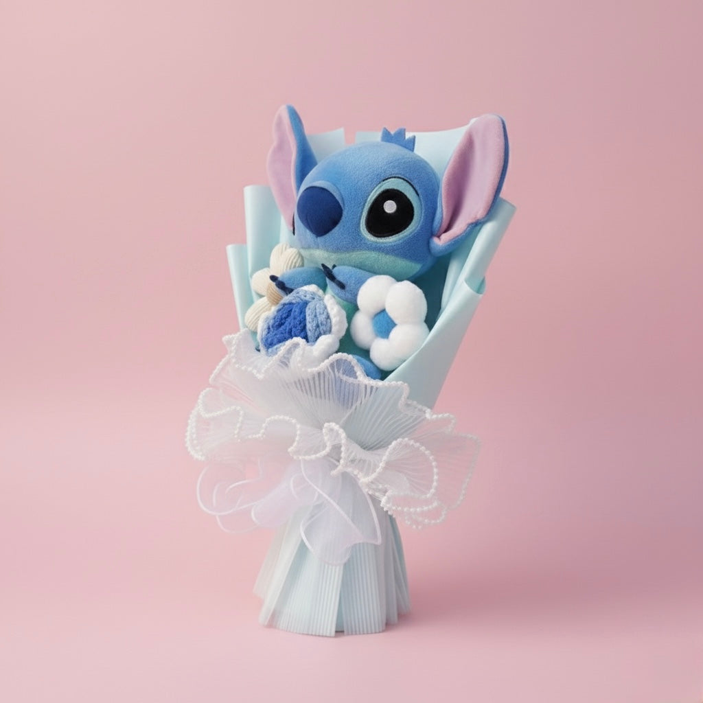 Bouquet Lilo & Stitch - Blu con tris di fiori