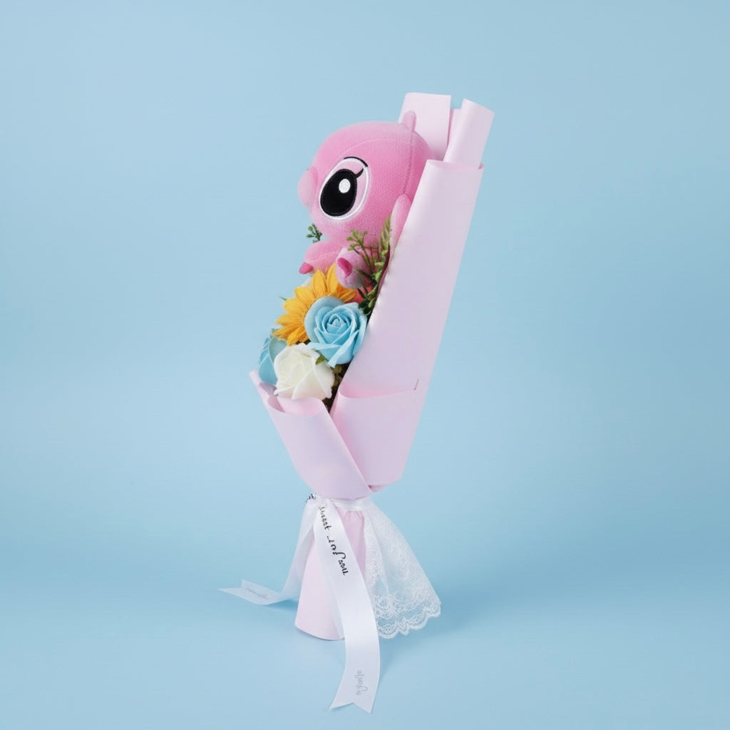 Bouquet Lilo & Stitch - Rosa con rose blu