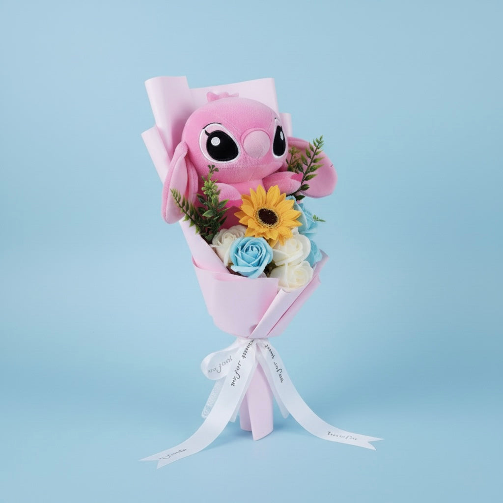 Bouquet Lilo & Stitch - Rosa con rose blu