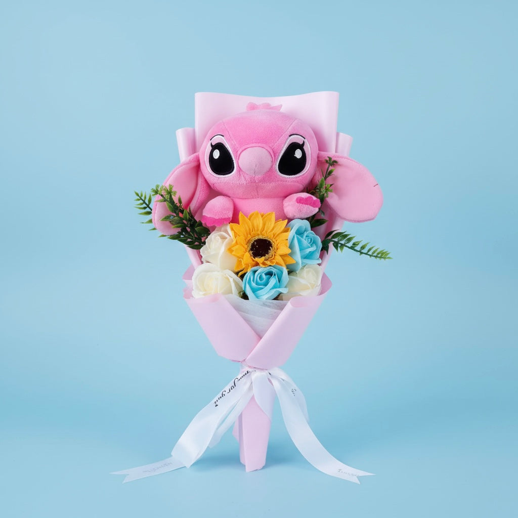 Bouquet Lilo & Stitch - Rosa con rose blu