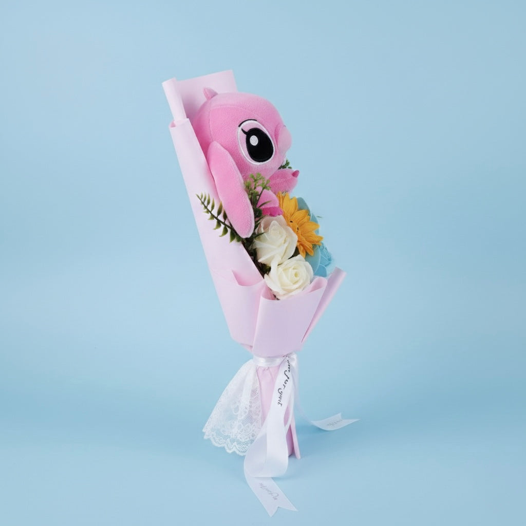 Bouquet Lilo & Stitch - Rosa con rose blu