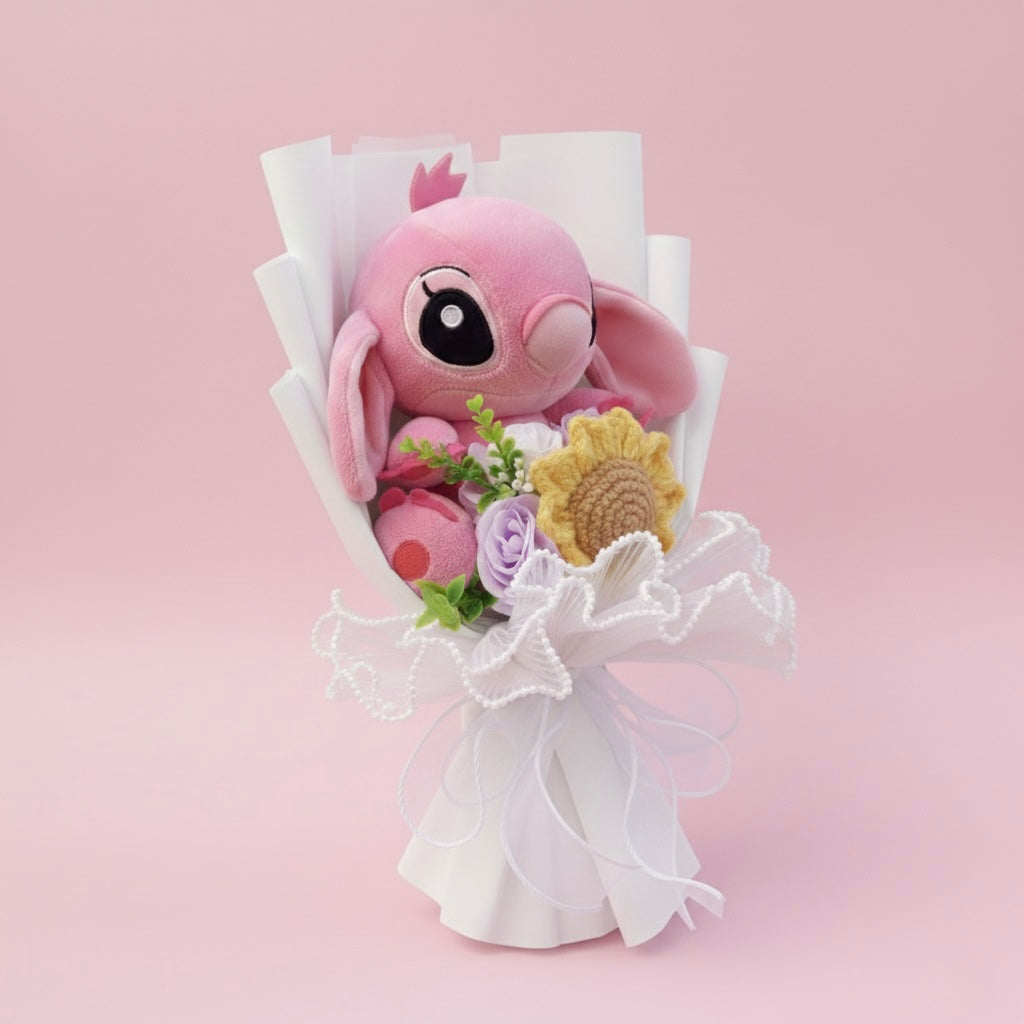 Bouquet Lilo & Stitch - Rosa con girasole